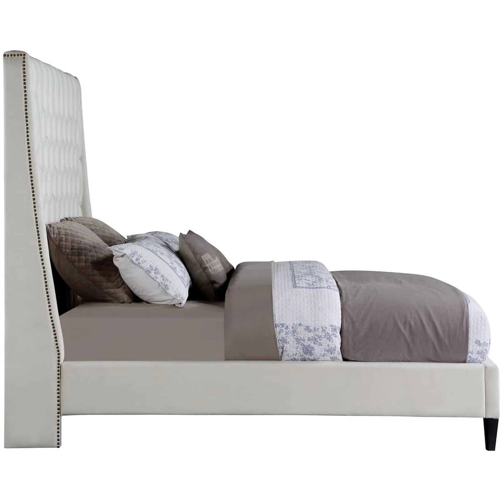 Meridian Furniture Fritz Cream Velvet Queen Bed