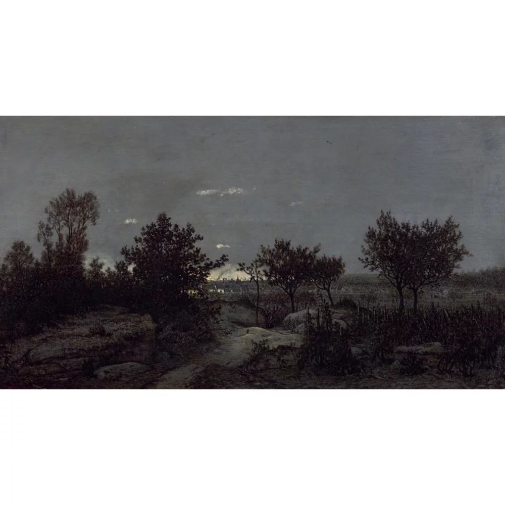 Théodore Rousseau 24x15 Gold Ornate Framed and Double Matted Museum Art Print Titled - The Campaign at Daybreak (1859)