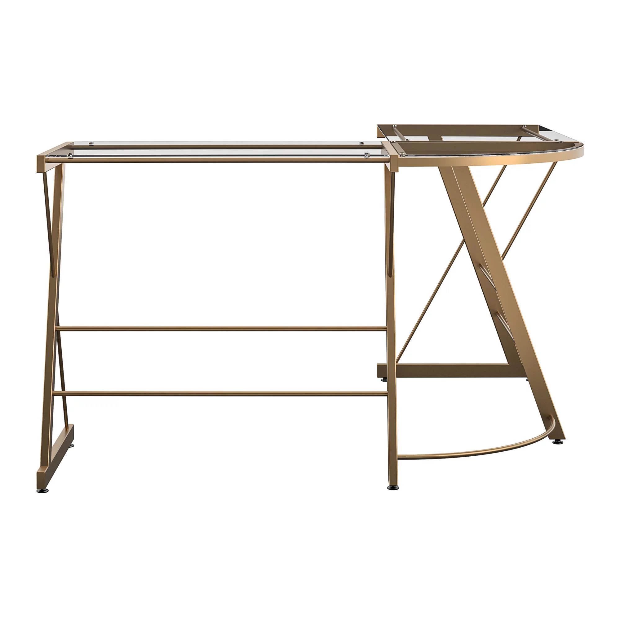 Ameriwood Home Odin Glass L-Shaped Computer Desk in Gold