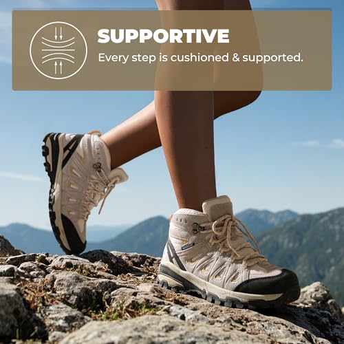 NORTIV 8 Women's Waterproof Hiking Boots Outdoor Trekking Camping Trail Hiking Boot