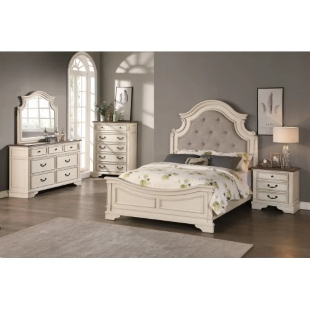 New Traditional Look Wooden Nightstand Drawers Bed Side Table Polished White Finish  White + Solid Wood + American Traditional + Classic + Traditional + 3 Drawers + Drawers + Bedside Cabinet