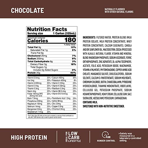 SlimFast Protein Shake, Chocolate- 20g Protein, Meal Replacement Shake Ready to Drink, High Protein with Low Carb and Low Sugar, 24 Vitamins and Minerals, 12 Count (Pack of 1) (Packaging May Vary)