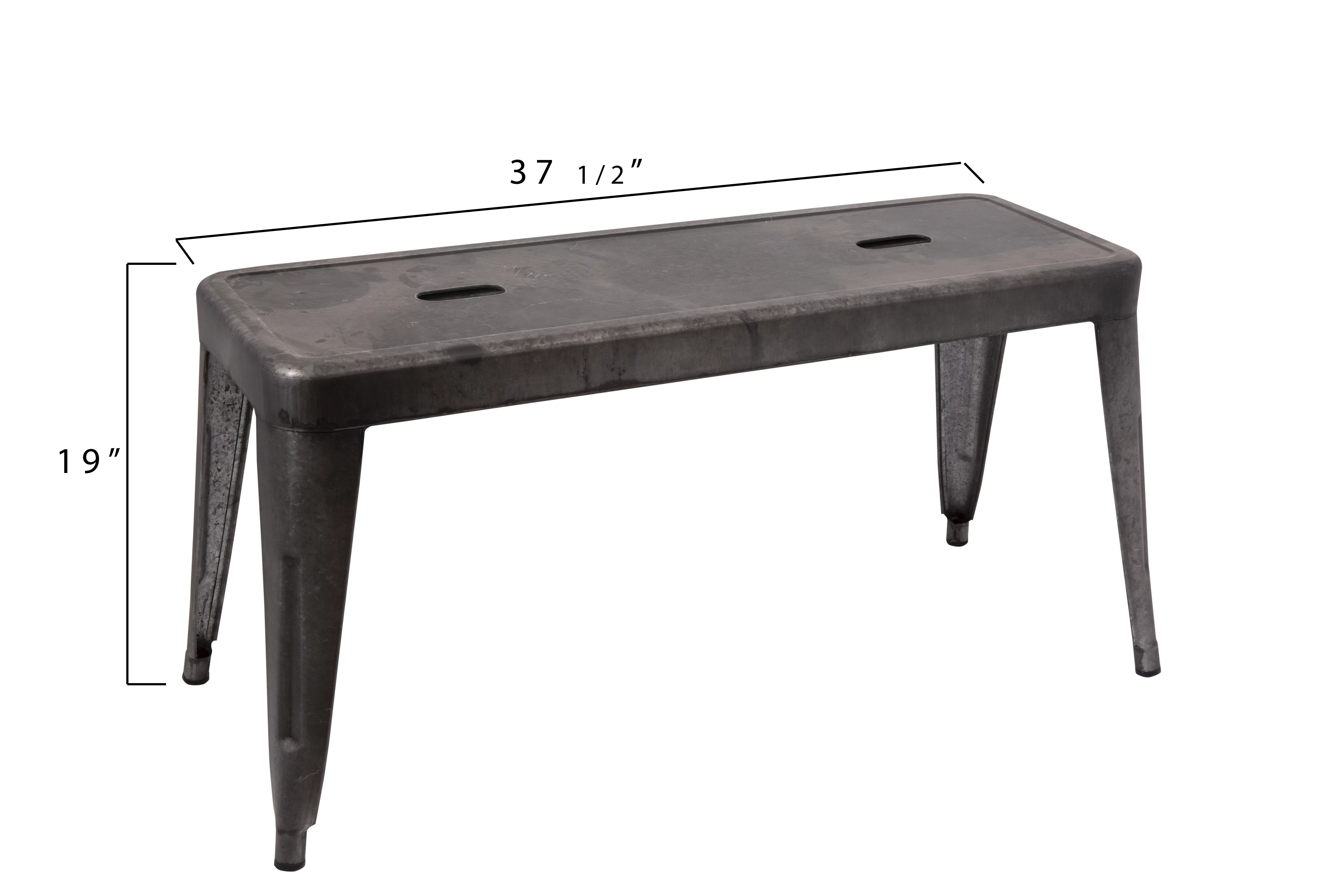 Creative Co-Op Grey & Brown Galvanized Metal Bench
