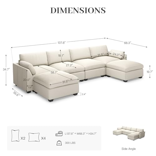 Belffin Extra Large Modular Sectional Sofa,106.3