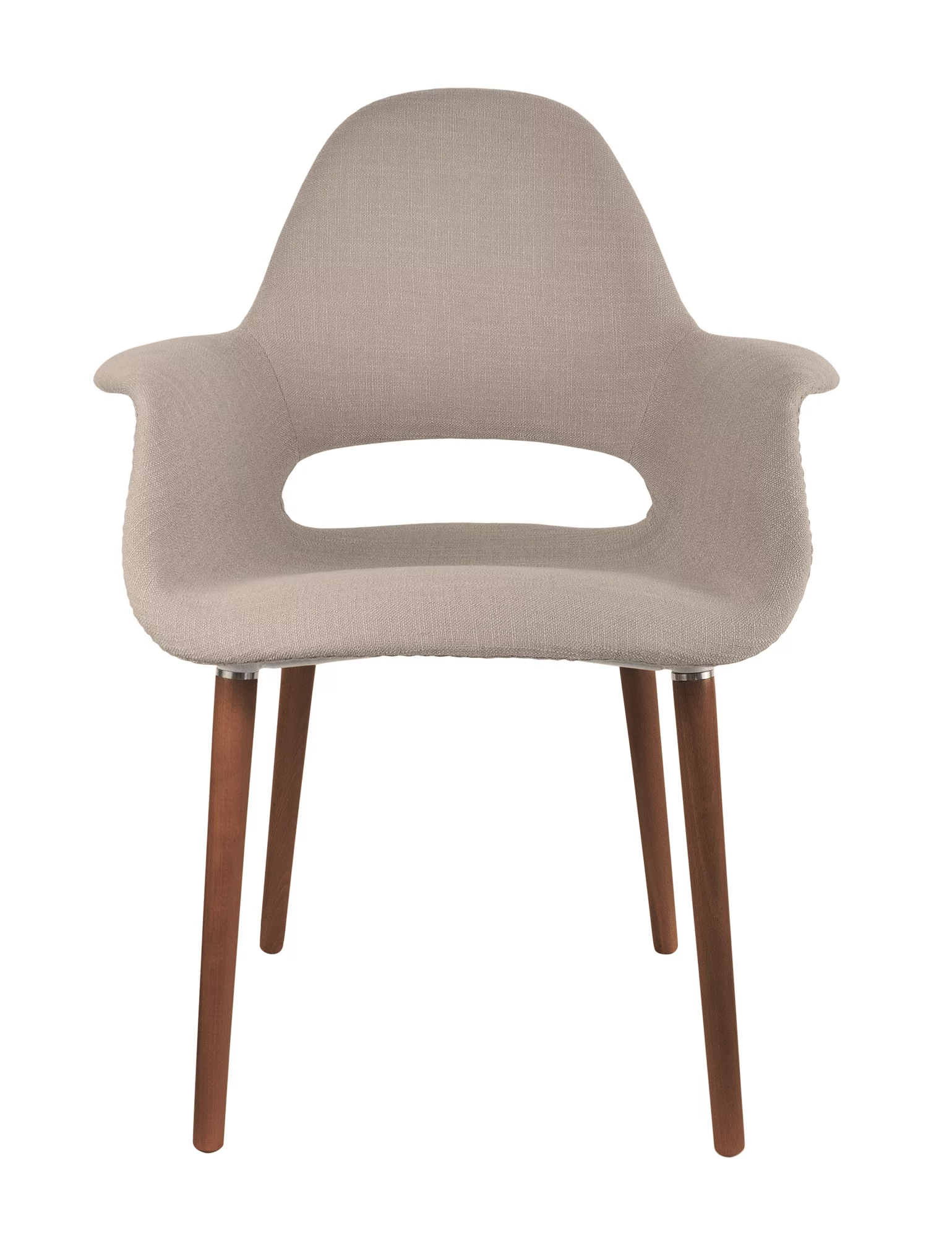 Homelala - Organic Upholstered Fabric Modern Armchair with Dark Walnut Brown Wooden Legs for Dining Room Office or Accent Chair (Black)