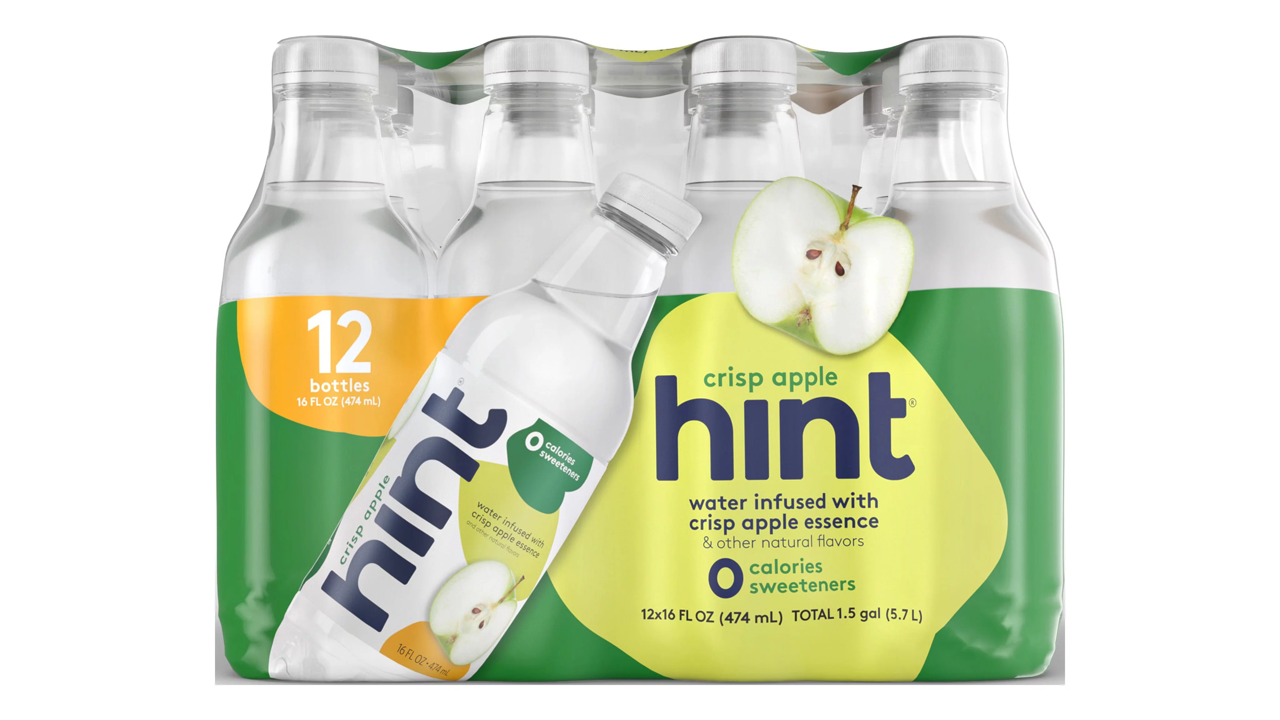 Hint Crisp Apple Sparkling Water, 16 Fl Oz, 12 Pack Bottles