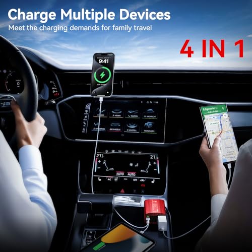 BESTEK 300W Car Power Inverter - DC 12V to 110V AC Car Plug Adapter with 30W USB-C & 18W USB-A Dual AC Outlet, Fast Car Charger Adapter for Laptop, Vehicles, Road Trip Essentials