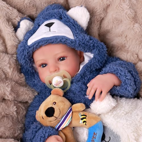 BABESIDE Lifelike Reborn Baby Dolls Boy - Aiden 20 Inch Handmade Realistic Baby Doll Soft Body Realistic-Newborn Baby Doll with Toy & Gift Box for Kids