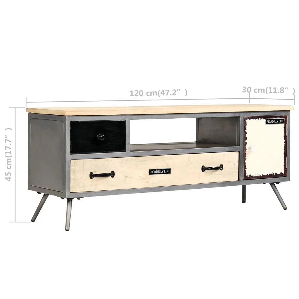 TV Stand Solid Wood Mango and Steel 47.2