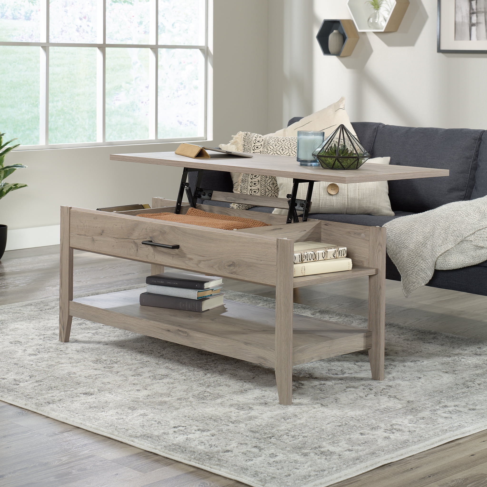 Sauder Summit Station Lift Top Coffee Table, Laurel Oak Finish
