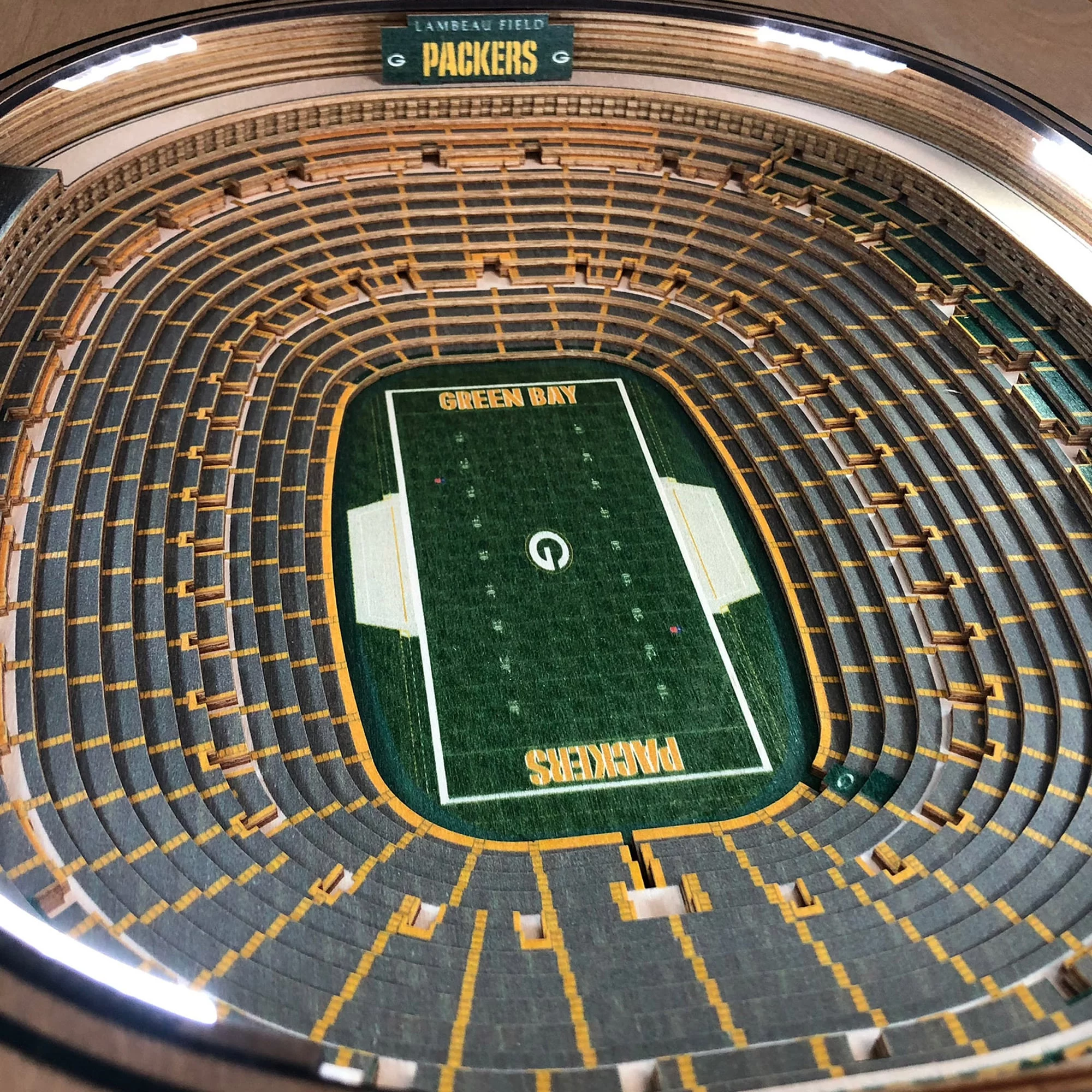 YouTheFan  25.5 x 19.5 x 3.5 in. NFL Green Bay Packers 25-Layer StadiumViews Lighted End Table - Lambeau Field