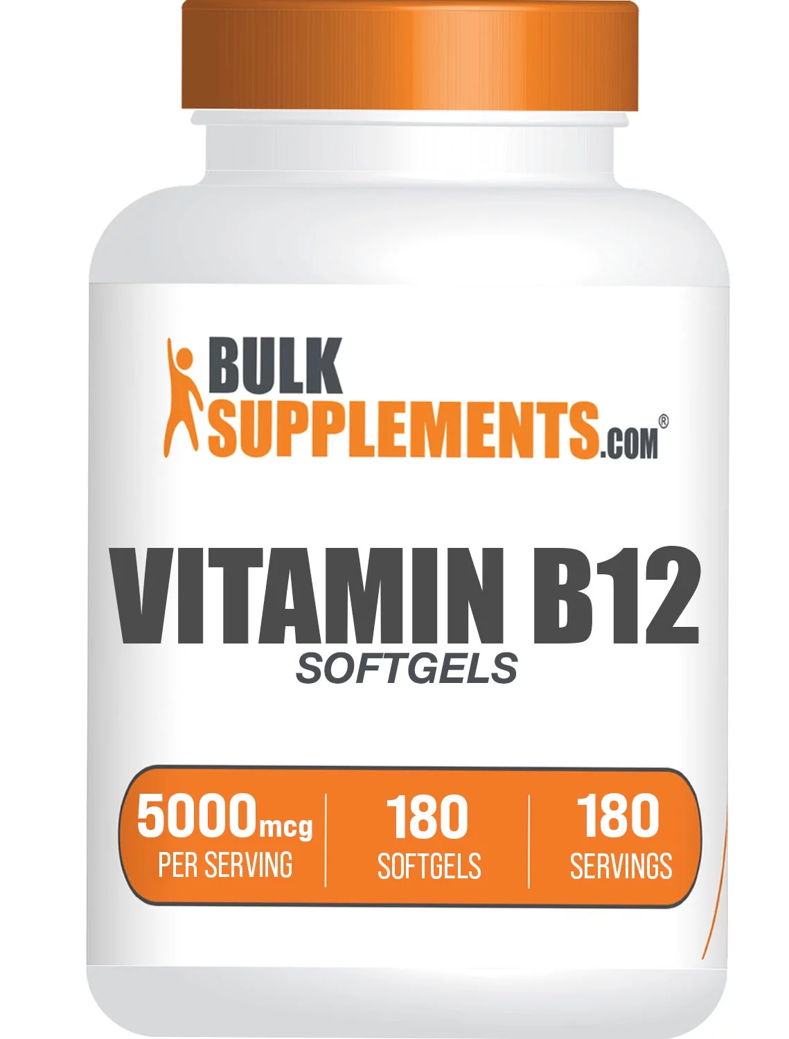 BulkSupplements.com Vitamin B12 Softgels, 5000mcg - Cyanocobalamin B12 Supplements (180 Softgels - 180 Servings)