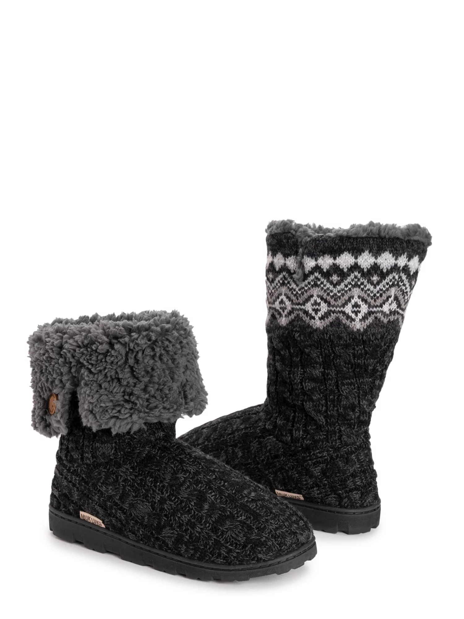 Muk Luks Women's Tall Knit Foldover Slipper Boot