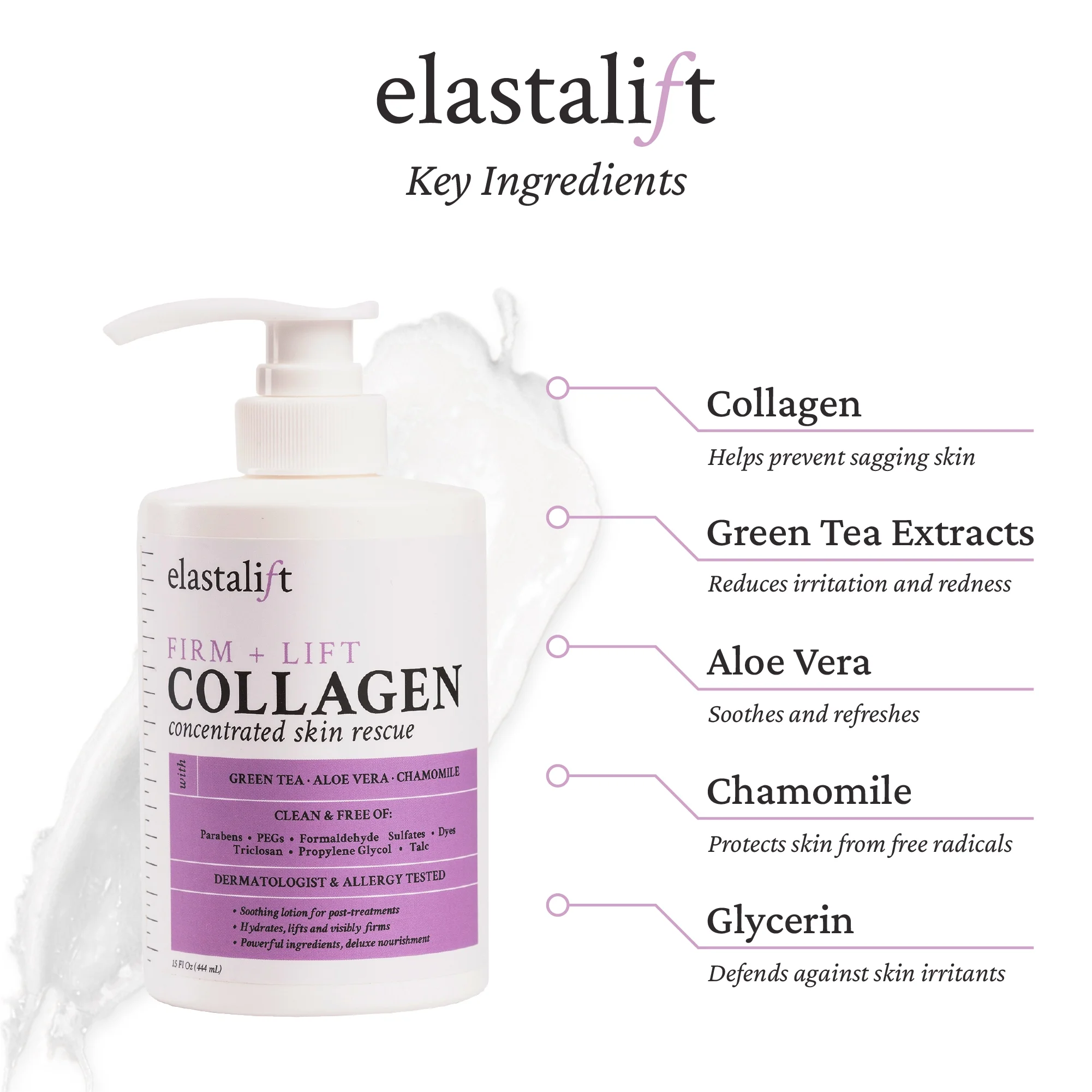 Elastalift Collagen Face Cream 2 fl oz + Body Cream 15 fl oz + Face Serum 1.75 fl oz Set of Three