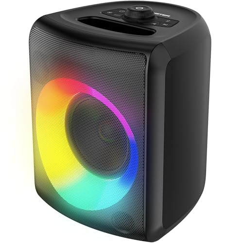 Monster Musicbox Bluetooth Speaker, 60W Loud Portable Wireless Speaker with Dynamic RGB Lighting, Speakers for Outdoor Indoor, Stereo Sound, 12H Playtime, IPX5 Water Resistant, Supports TF Card, AUX