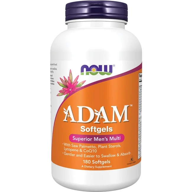 NOW Supplements, ADAM™ Men's Multivitamin with Saw Palmetto, Plant Sterols, Lycopene & CoQ10, 180 Softgels