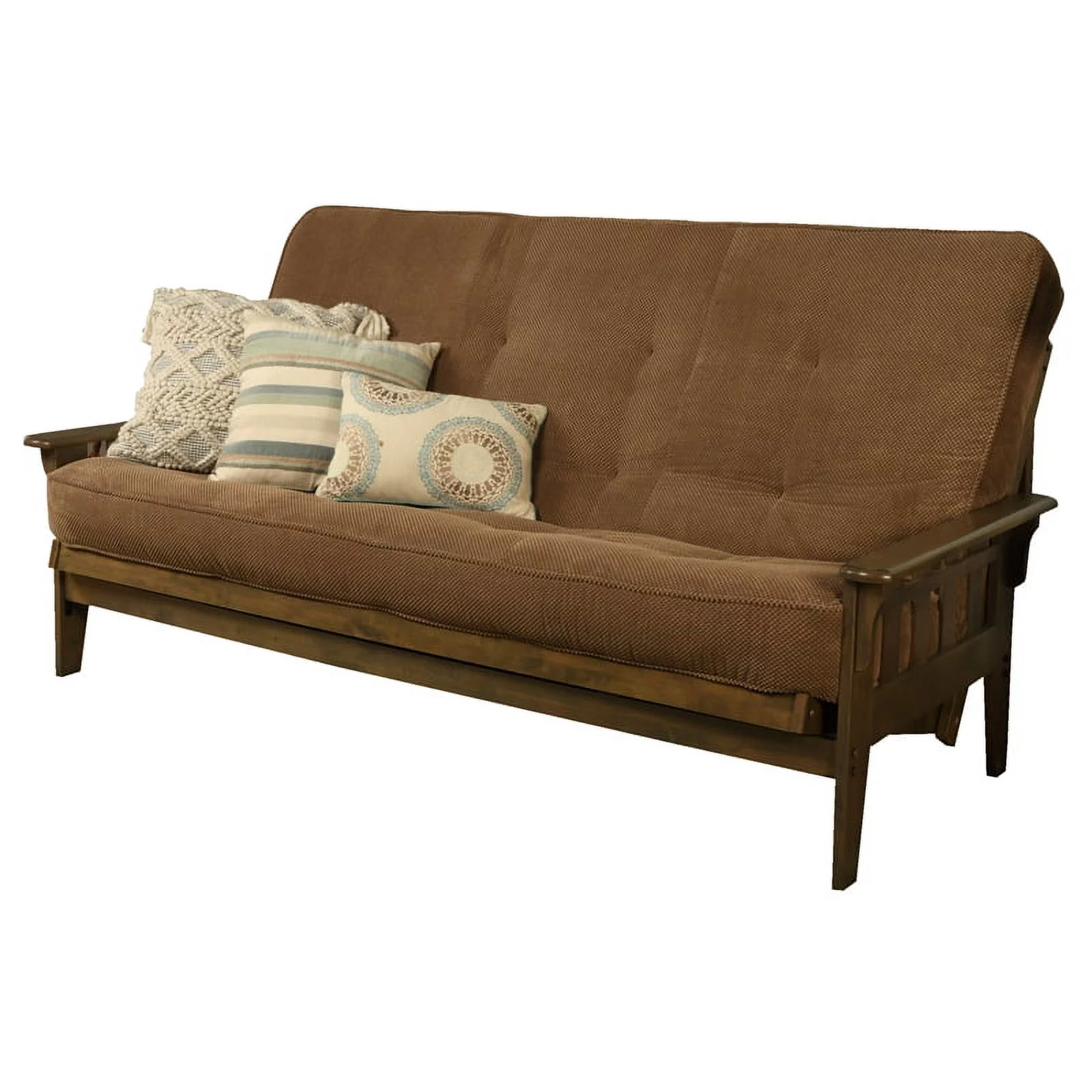 Bowery Hill Queen-size Wood Futon-Marmont Mocha Brown Mattress