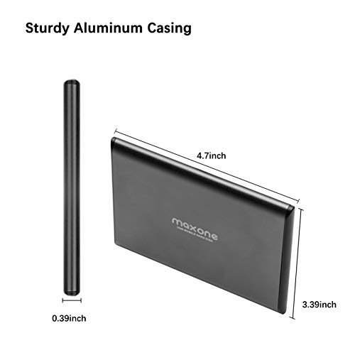 Maxone 1TB Ultra Slim Portable External Hard Drive HDD USB 3.0 Compatible with PC, Laptop, Charcoal Grey