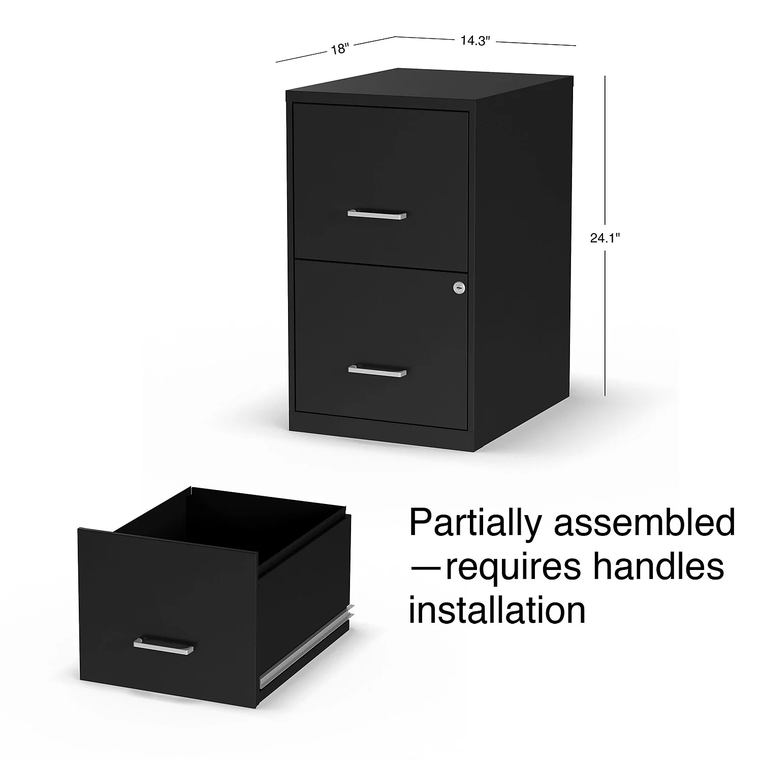 Staples 2-Drawer Vertical File Cabinet Locking Letter Black 18