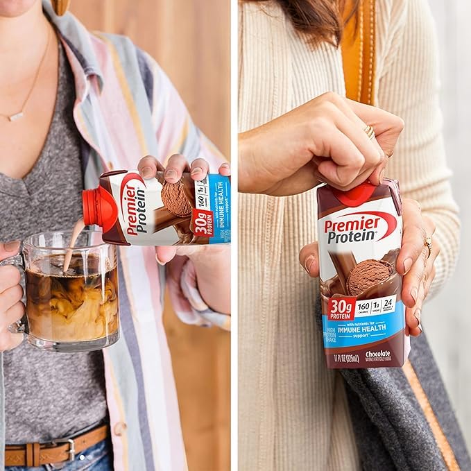 Premier Protein Protein Shake, Cafe Latte, 30g Protein, 1g Sugar, 11 fl oz Pack of 12