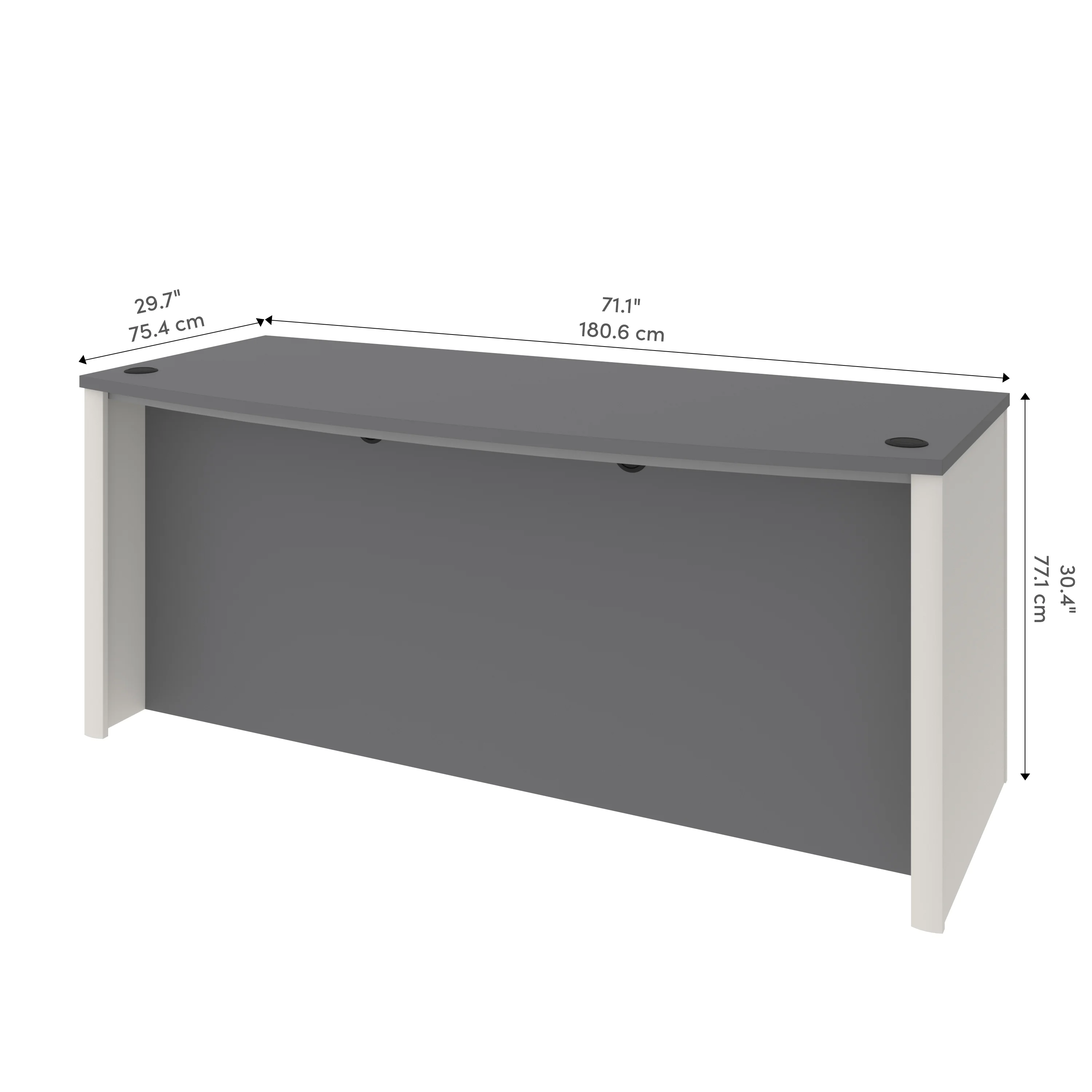 Bestar Connexion 72W Desk Shell in slate & sandstone