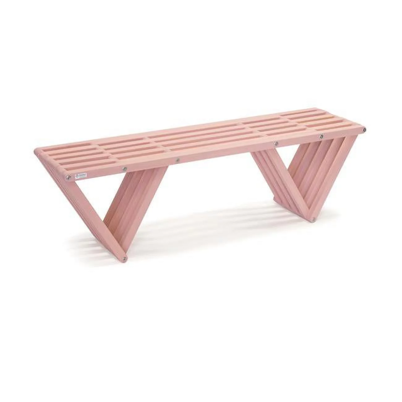 XQuare  54 x 15 x 17 in. Wooden Backless Bench - Two Seat, Dusty Rose - Small