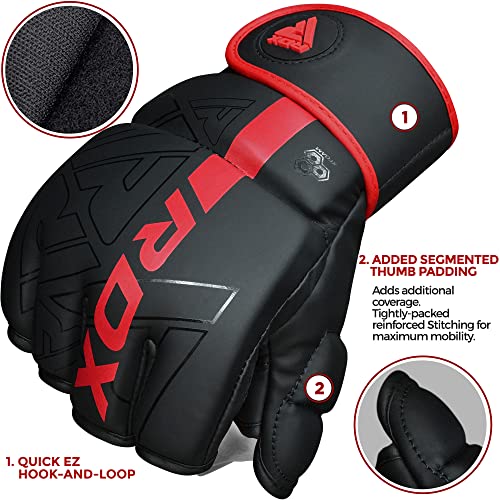 RDX MMA Gloves Grappling Sparring, Pre-Curved Mixed Martial Arts Mitts Men Women Boxing Gloves, Maya Hide Leather Kara Cage Fighting Workout, Combat Sports Training, Muay Thai, Punching Bag Kickboxing