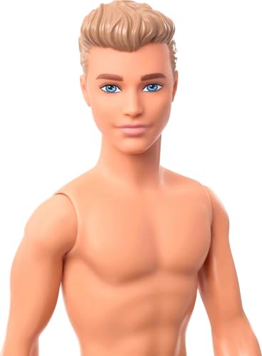 Barbie Ken Fashion Doll, Beach-Themed Wearing Striped Swimsuit