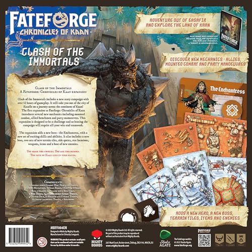 Fateforge Chronicles of Kaan: Clash of The Immortals Expansion - Strategy Board Game, App Co-Op Action Adventure, Ages 14+, 1-4 Players