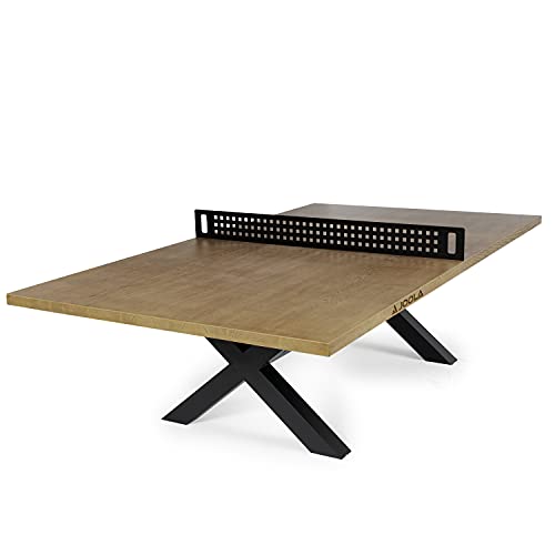 JOOLA Outdoor Table Tennis Table - Multi Use Conference Table Dining Table - Concrete Wood Look Includes Steel Outdoor Ping Pong Net Set & Frame - Hybrid Indoor Outdoor Ping Pong Table