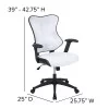 Emma + Oliver High Back Designer White Mesh Executive Ergonomic Office Chair - Adjustable Arms