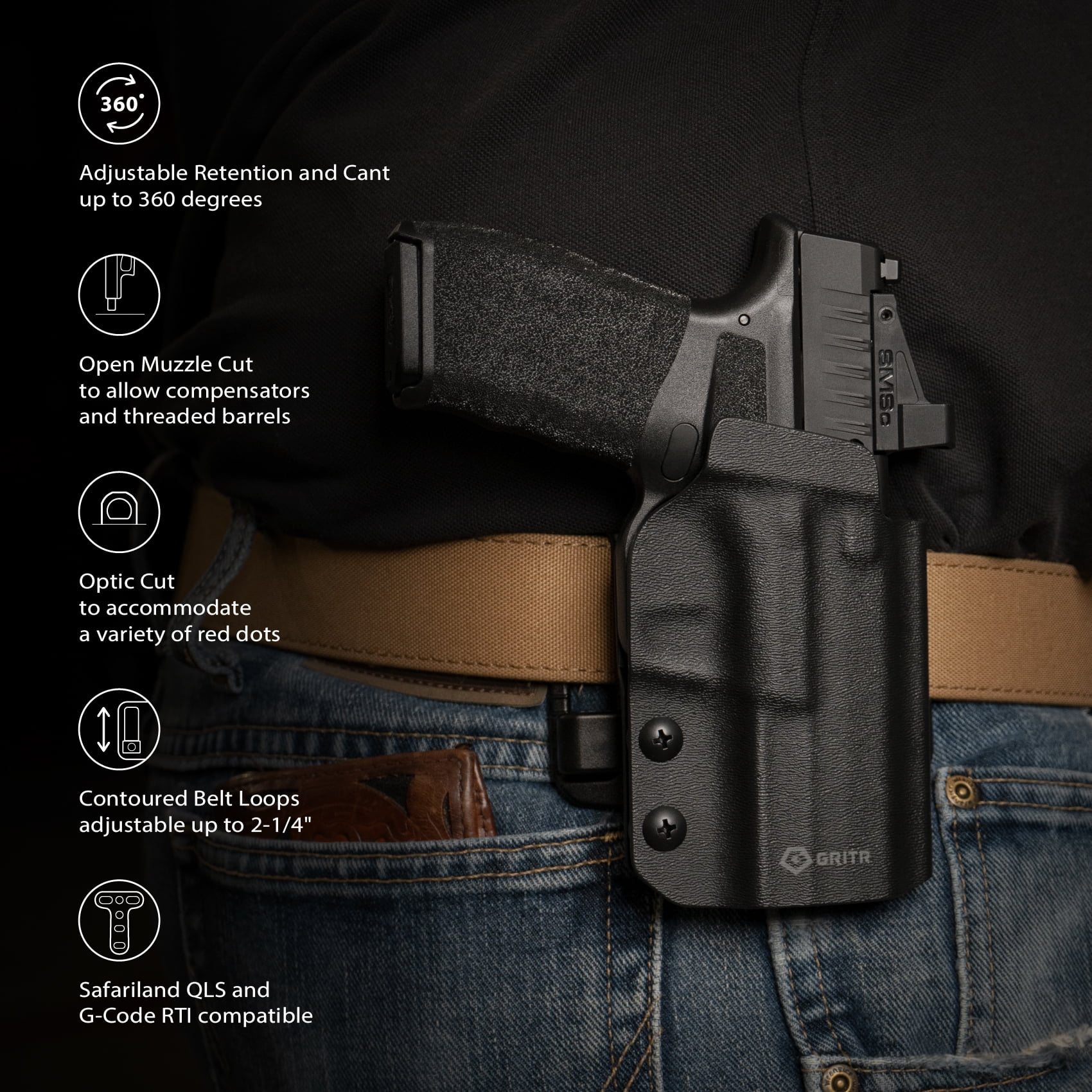 GRITR OWB Kydex Right Hand Gun Holster for Springfield Armory Hellcat