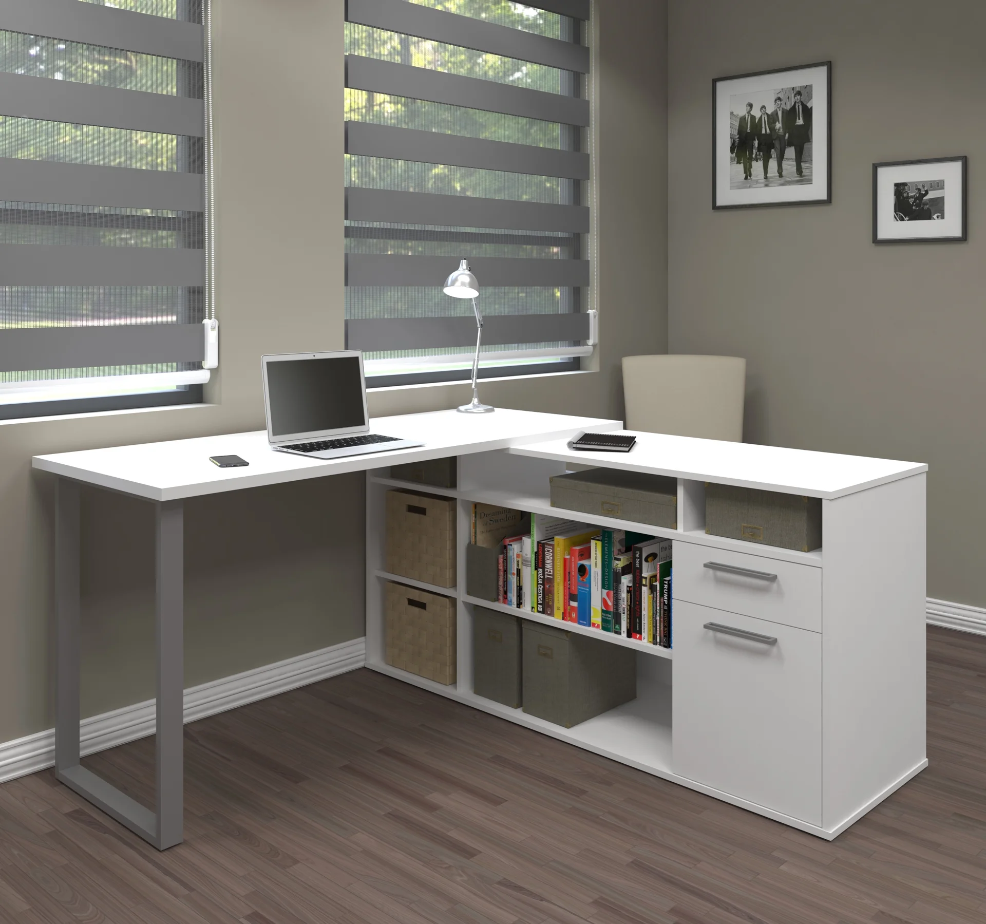 Bestar Solay 60W L-Shaped Desk in white