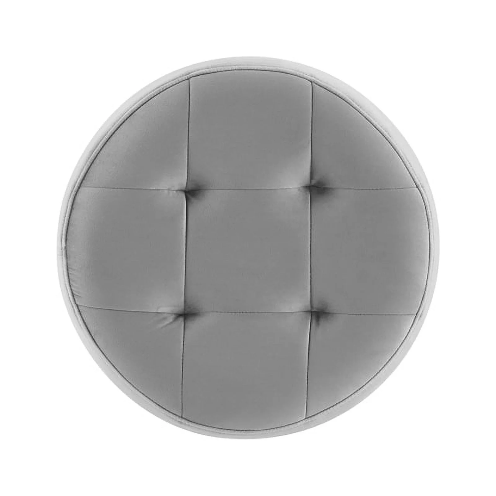 Linon Odin Round Faux Leather Swivel Ottoman in Gray