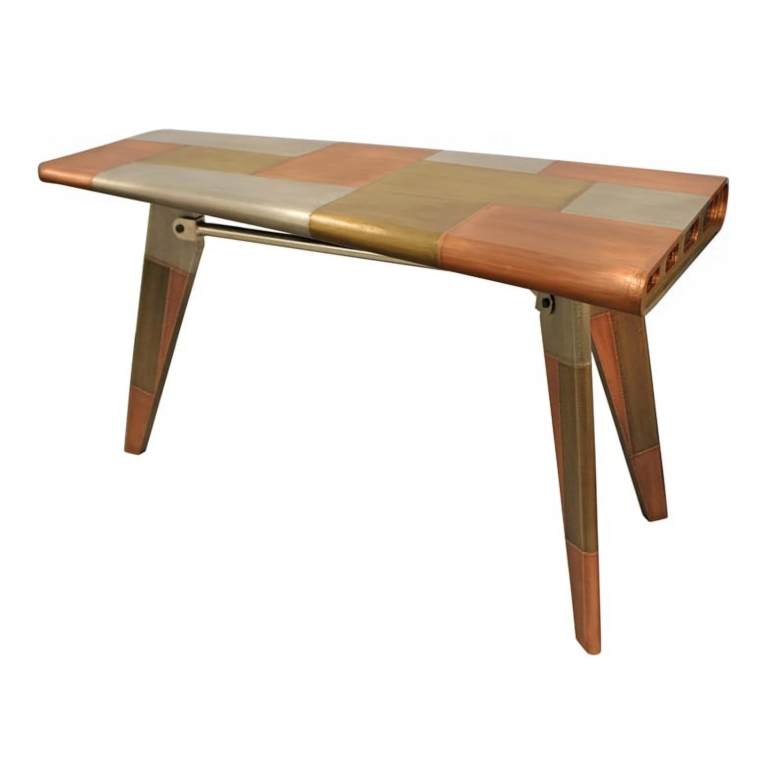 Mar Vista Tri-Tone Metal Cladded Writing Desk in Copper Finish