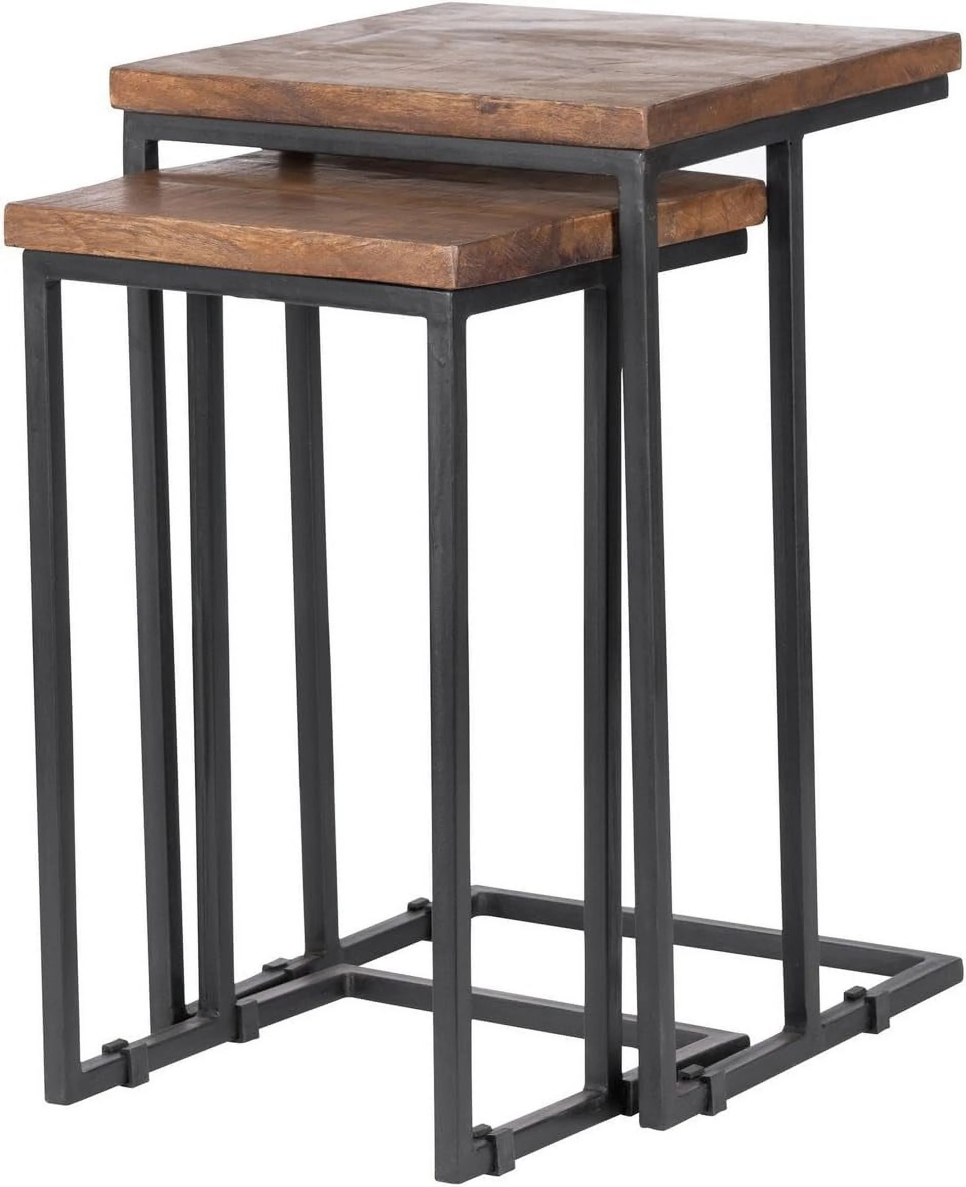 KHBIULIFE PL11551 Lynda Nesting Tables  Wood Top  finished In Mahogany And Iron Base In Black