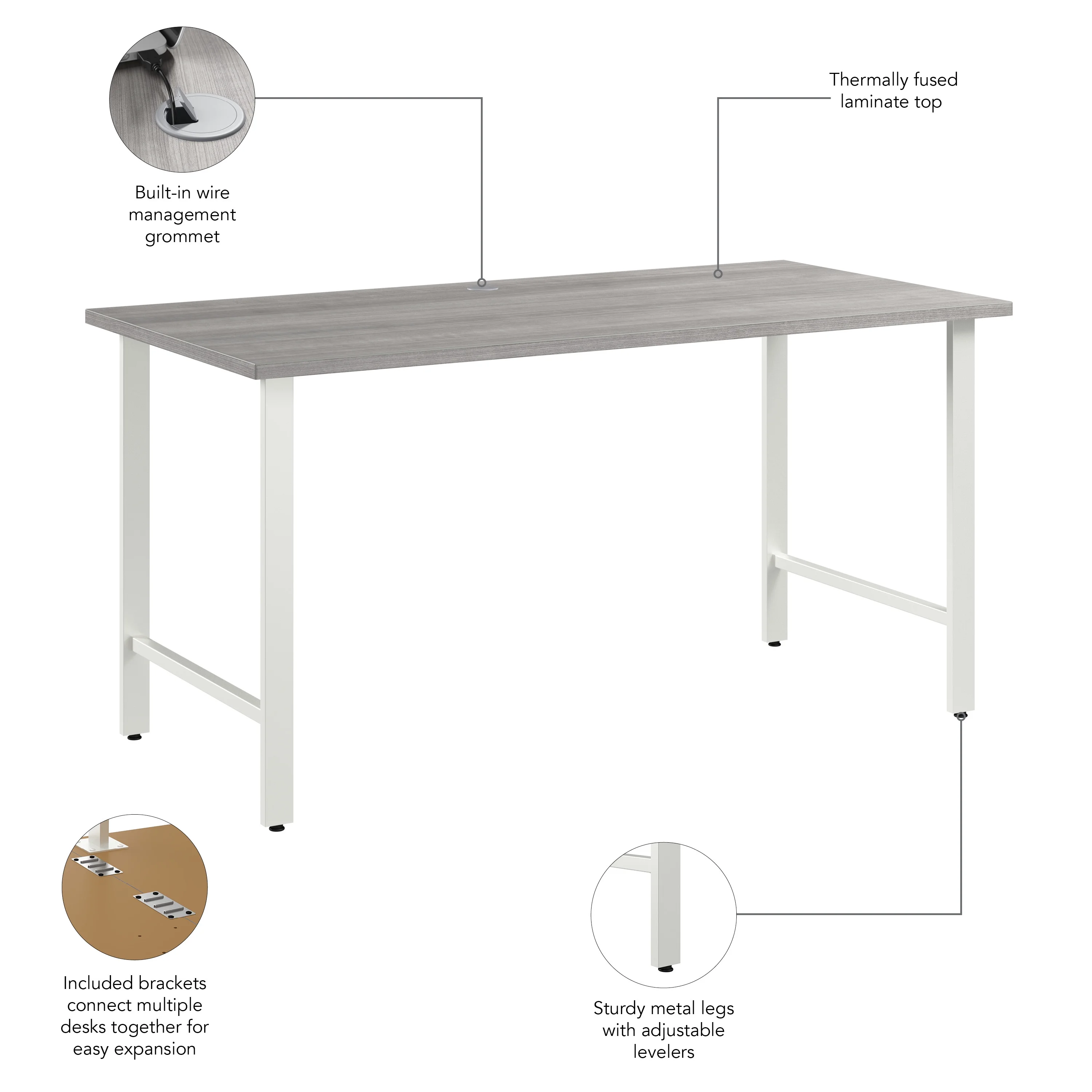 Bush Business Furniture Hustle 60W x 30D Computer Desk in Platinum Gray