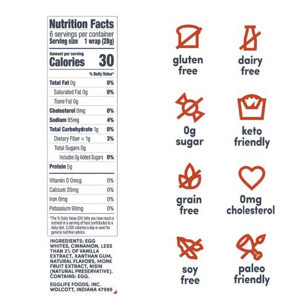 egglife egg white wraps, Sweet Cinnamon, Egg White Wraps, 72 Total Wraps (12-6 Packs) - Gluten Free, Dairy Free, No Flour, Sugar Free, Keto Friendly, Paleo, Low Net Carb, Protein Packed