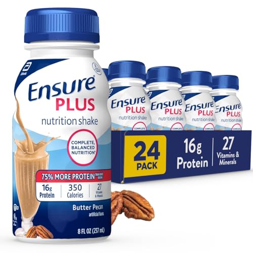 Ensure Plus Strawberry Nutrition Shake | Meal Replacement Shake | Ready To Drink | 16g Protein and 27 Vitamins and Minerals | 8 fl oz - 24 Pack