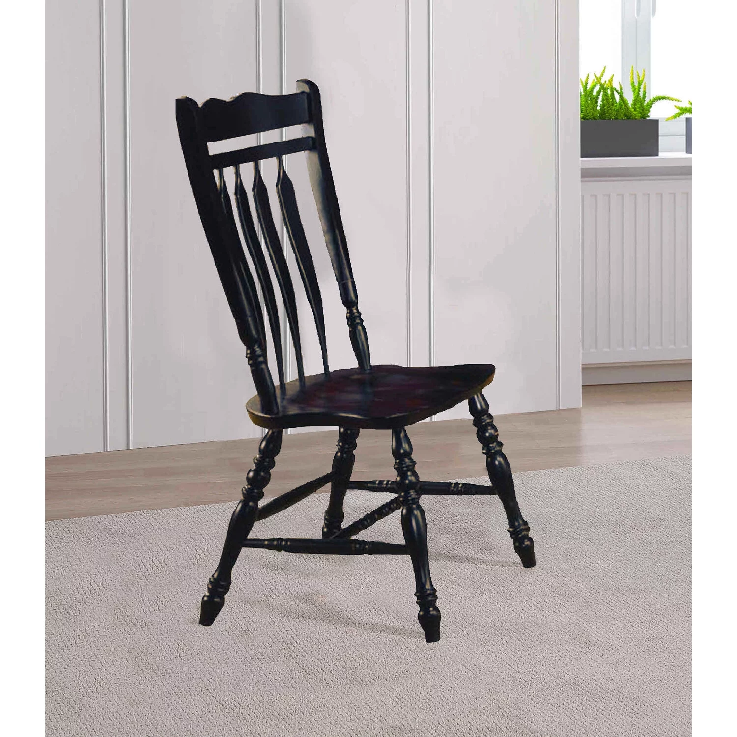 Sunset Trading Black Cherry Selections Wood Dining Chairs in Black (Set of 2)