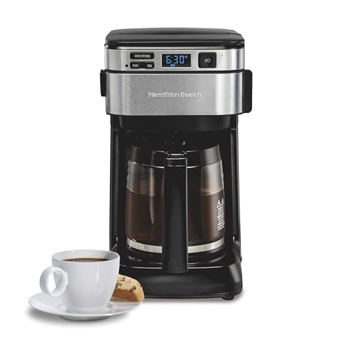 Hamilton Beach Programmable Drip Coffee Maker, 12 Cups, Front Access Easy Fill, Pause & Serve, 3 Brewing Options, Black (46310)