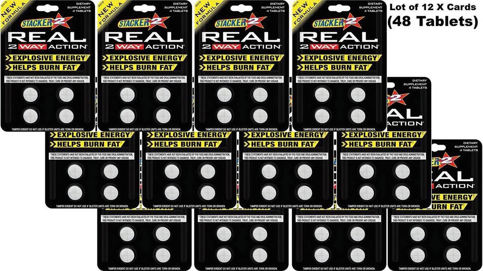 Real 2 Way Action Energize Boost Burn Fat 4ct (Lot of 12 X) 48 Tablets