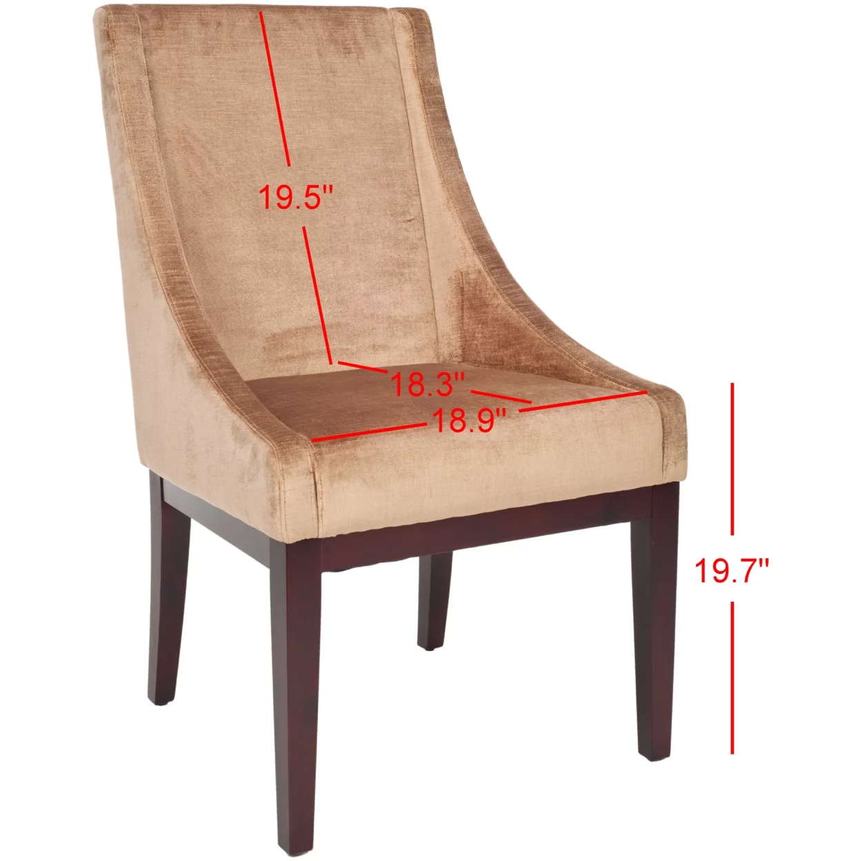 SAFAVIEH Velvet Sloping Arm Chair Champagne