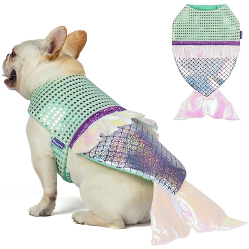 cyeollo Dog Costumes for Large Dogs Sparkly Mermaid Cosplay Clothes Pet Costme Birthday Party Outfit Dog Halloween Costumes Size XL