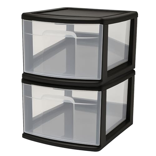 HOMZ 2-Pack 1-Drawer Storage Cart, Clear Plastic Container, 14.25