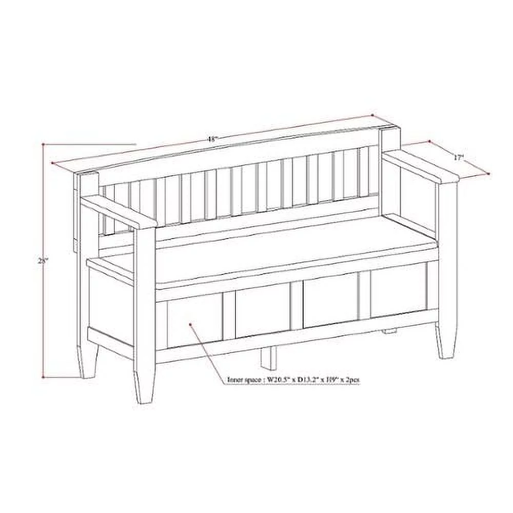 WyndenHall  Riverside SOLID WOOD 48 inch Wide Contemporary Entryway Storage Bench - 20 inch wide Coffee Brown Pine, MDF