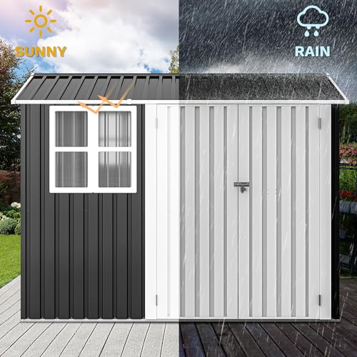 DWVO 6x4ft Storage Shed for Outdoors, Metal Sturdy Weatherproof Tool Locker with Secure Door and Ventilation for Equipment, Mowers, Bikes, Outdoor Spaces, Dark Gray