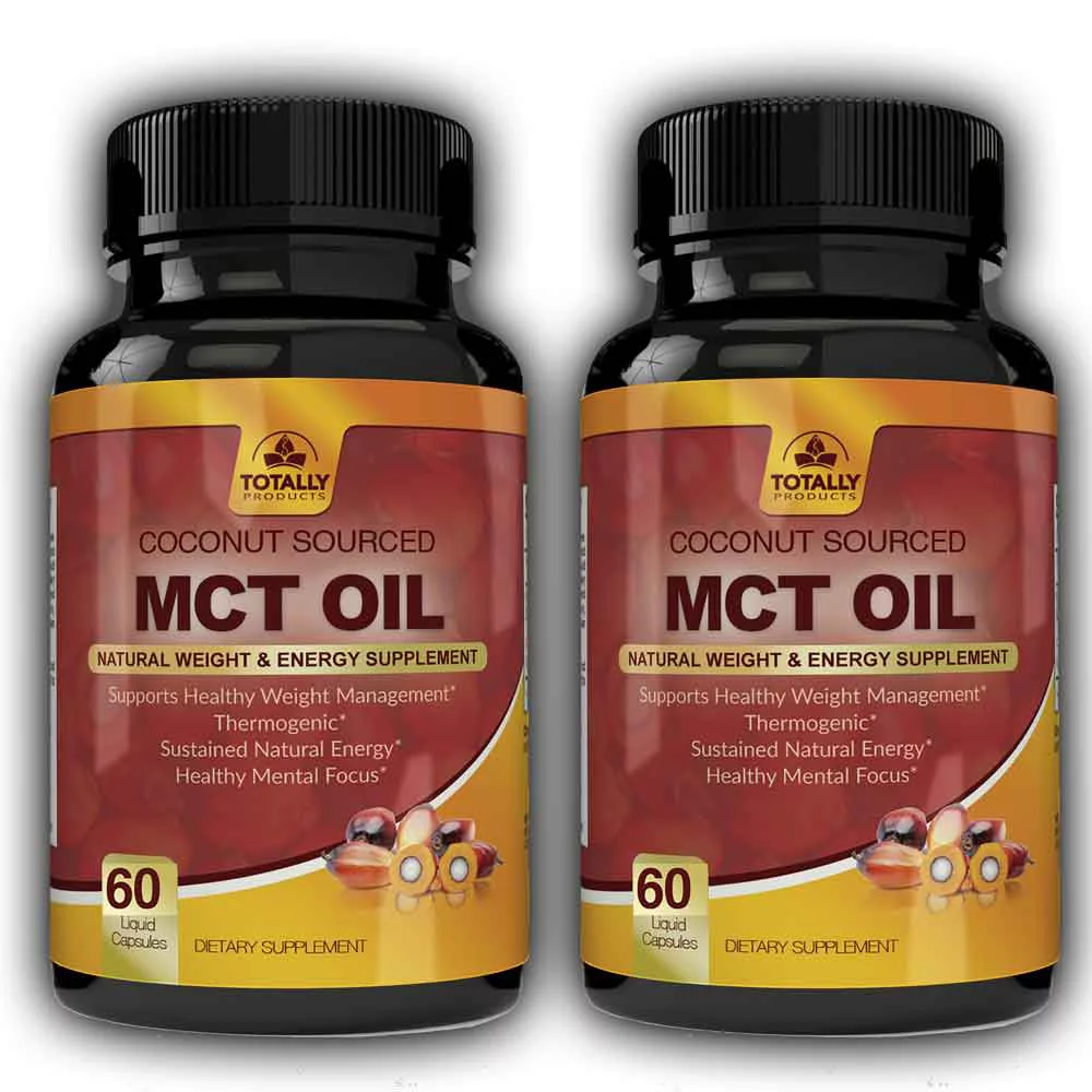 Totally Products Premium MCT OIL 3000mg for Energy and Weight Management (60 Softgels) - 2 Bottles