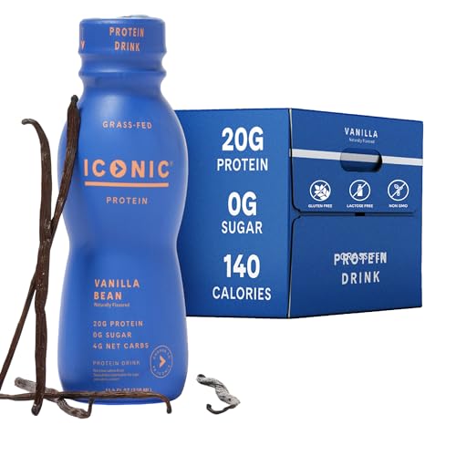 Iconic Protein Drinks, Chocolate Truffle (12 Pack) - Sugar Free & Low Carb - 20g Grass Fed Protein - Lactose Free, Gluten Free, Non-GMO, Kosher - Keto Friendly Protein Shakes
