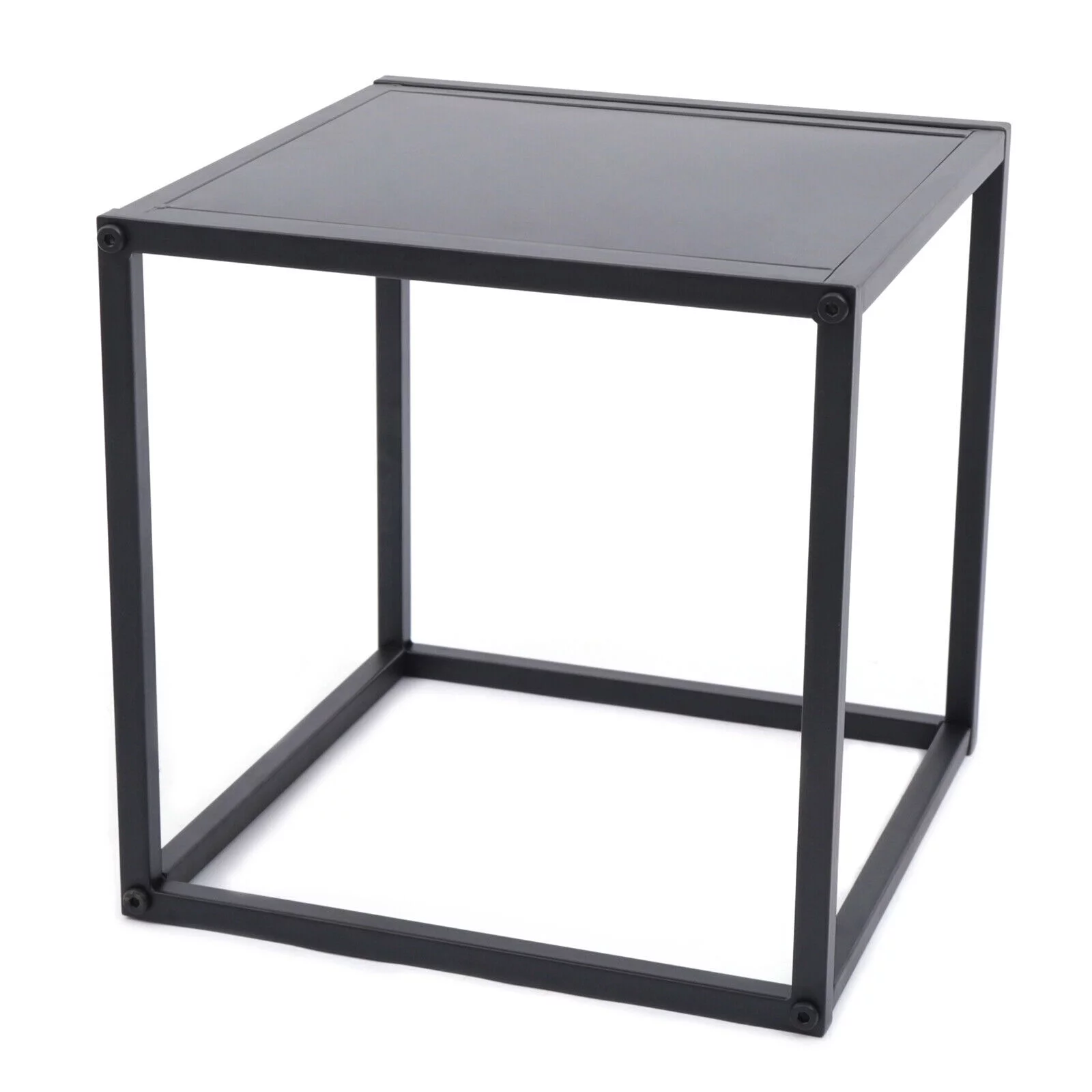 2Pcs Modern Square Metal Coffee Table Side Table End Table Matt Black Home Office